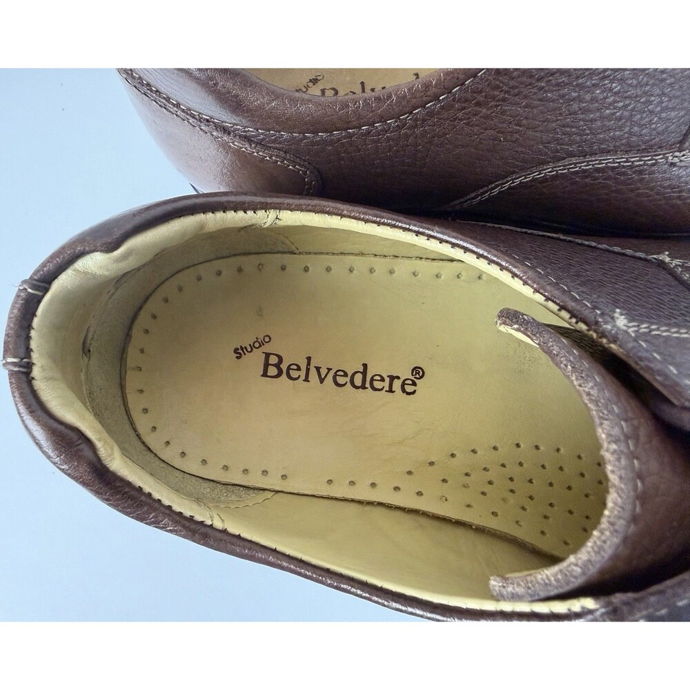 Studio Belvedere Bay Bridge Pebbled Leather Oxford Dress Shoes, Brown, 10.5 EEE - Picture 16 of 16